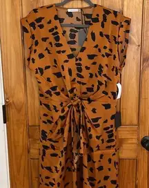 Cooper Street Wild Cat Midi dress size 6 NWT Copper Black Animal Print Boutique