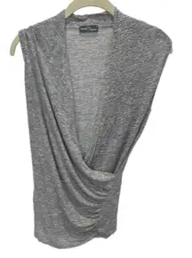 Market‎ & Spruce Gray Heather Sleeveless Faux Wrap Blouse No Size Tag