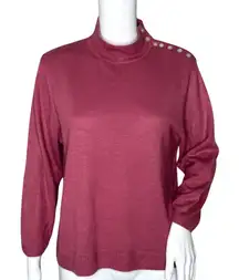 Parisian Sweater Womens Medium Mauve Pink Button Neck Casual Work Office Preppy‎