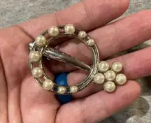 Lapel Pin or Brooch with Faux Pearls