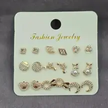 Gold Pearl Stud‎ Hook Dangle Moon Heart Bunny Fashion Jewelry Earrings JB2-49