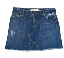 Vintage Gap Women's Distressed Blue Denim Jean Mini Skirt Size 4 (32) Y2K