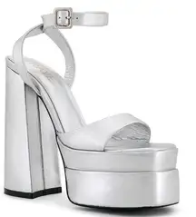 RAYE Casia Ankle Strap Platform in Silver