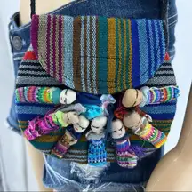 Boho Festival Handmade Multi-Cultural Doll Sleepover Small Crossbody Bag