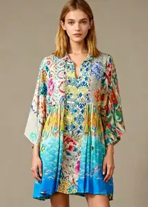 NWOT Johnny Was Mixi Short Kaftan Fish Kimono Multicolor Dress Size S/M