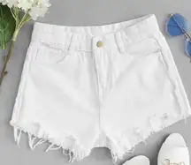 High Waisted White Denim Shorts