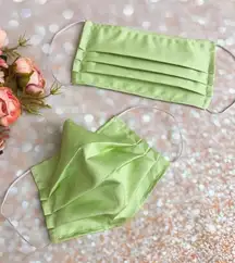 Double layered 100% Supima cotton Scalloped stitches/embroidered luxury face mask Lime Green