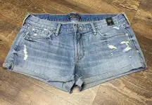 NEW Abercrombie & Fitch Low Rise Denim Jean Cuffed Shorts Womens 29 Distressed