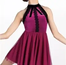 Red velvet weissman sleeveless dance costume tutu small adult skirt leotard