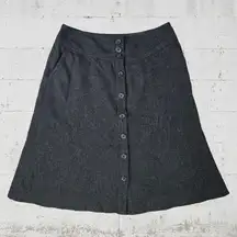 Banana Republic Dark Olive Green Wool Blend Button Down Flare Midi Skirt Size 2P