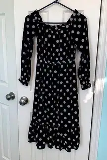 Boohoo Black Polka Dot Off Shoulder Dress Women's Size‎ 6