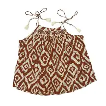 Haute Hippie orange white ikat embroidered tank top women’s size large