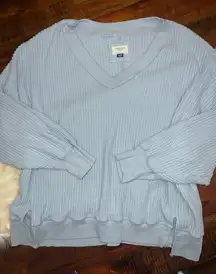 American Eagle Big Hug V-Neck Waffle Sweatshirt XL Slit Hem