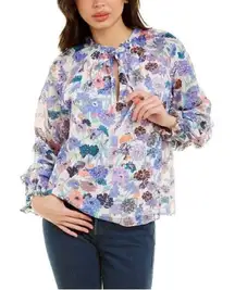 Tanya Taylor Floral Blouse Otis Top Size Small