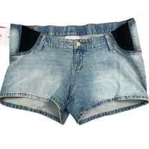 Isabel Maternity Side Panel Midi Light Wash Jean Shorts - Size 12/31 - NWT