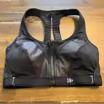 Yvette Black Power Lift Front Zipper Sports Bra Gym Small