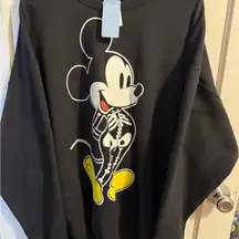 Disney Mickey Mouse Skeleton Halloween Black Sweatshirt XL Extra Large
