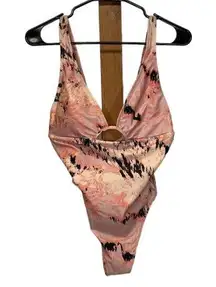 Gymshark  Strappy Back One Piece Swimsuit in Light Pink Print Size M