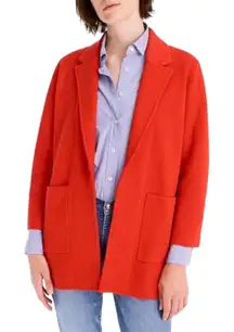 J Crew Sophie Open-Front Sweater Blazer Vintage Red Soft Knit Cotton Wool EUC S