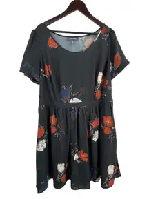ModCloth Dress 1X Floral Print Mini Short Sleeve Fit and Flare