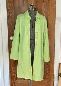 Vintage FU DA Mint Pastel Green PVC Midi Length Rain Trench Jacket - Size Small