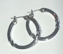 Monet Vintage Silver Tone Twisted Hoop Classic Boho Pierced Earrings