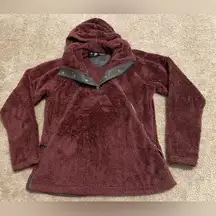 Women’s  Flight Fleece Sherpa Pullover Hoodie Maroon Burgundy Size M