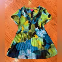 sunny leigh blue green short sleeve blouse