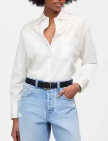 Madewell Oversized Button-Up Shirt Cotton‎ Relaxed Fit Eyelet White NWT Size XS