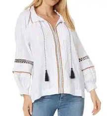 Elliott Lauren ‘Free Spirit’ boho style pullover top with tassels embroidery XL