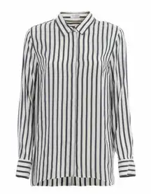 Brunello Cucinelli Striped Button down Silk Shirt Blouse Size XL
