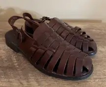 Vintage The Leather Collection Sandals Women’s Size 9W Wide Width Buckle Boho