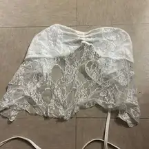 White Lace Strapless Top Shein Small