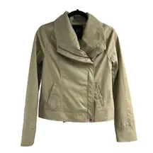 Jack Cream Faux Leather Moto Jacket Women's Size S Preppy Bikercore Sleek Fall