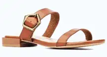 New York & Company Helga Big Buckle Sandal Double Strap Brown Open Toe Size 10