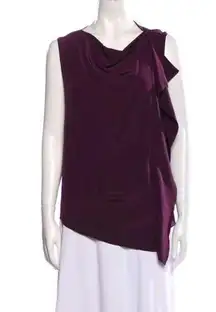 3.1 PHILIP LIM Silk Drape Cowl Neck Asymmetric purple wine sleeveless tank top 2