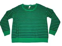 Francescas Birdcage Green Striped Sweater Womens Size L Chucky  Knit Long Sleeve