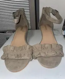 Torrid Beige Tan Sandals Ruffled Women's Size 8.5 US Peep Toe Ankle Strap