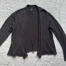 Eileen Fisher Silk Cashmere Cardigan S Chocolate Brown Open Front Flare Sleeve