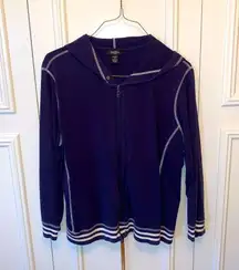 Peck & Peck  Navy Blue Zip Up Hoodie 1X