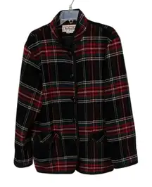 Talbots Vintage Red Tartan Plaid Wool Blend Coat Womens Size 4 Preppy USA