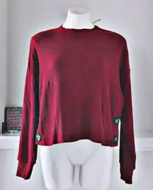 June & Hudson Mock Neck Cropped Sweater in Burgundy, Size XL New w/Tag