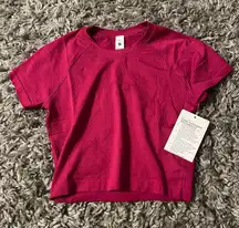 swiftly short sleeve cropped tee size 6 ripend raspberry