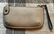 Joy Susan Beige Wristlet Clutch with turn lock