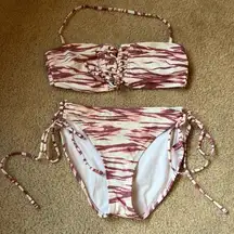 Pink zebra print bikini top (MEDIUM) and bottom (LARGE)