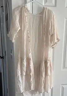 Easel Cream Ruffle Open-Front Top