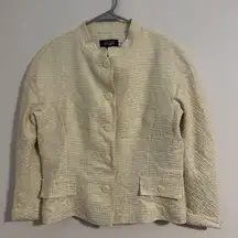 Rickie Freeman Teri Jon vintage Tweed button blazer yellow gold metallic spring