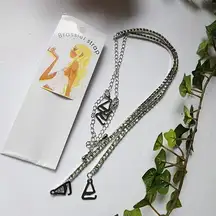 Silver with Green and Clear Crystal Rhinestone Bra Straps New