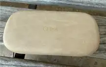 Chloe Tan Suede Hard Shell Eyeglasses Case With Logo