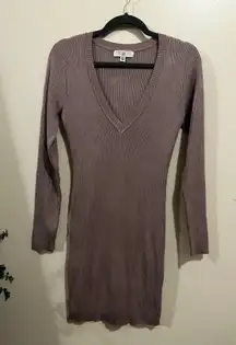 V-Neck Ribbed Jumper Dress